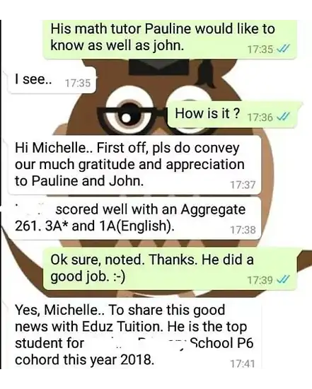 Testimonial from Mr Lee
